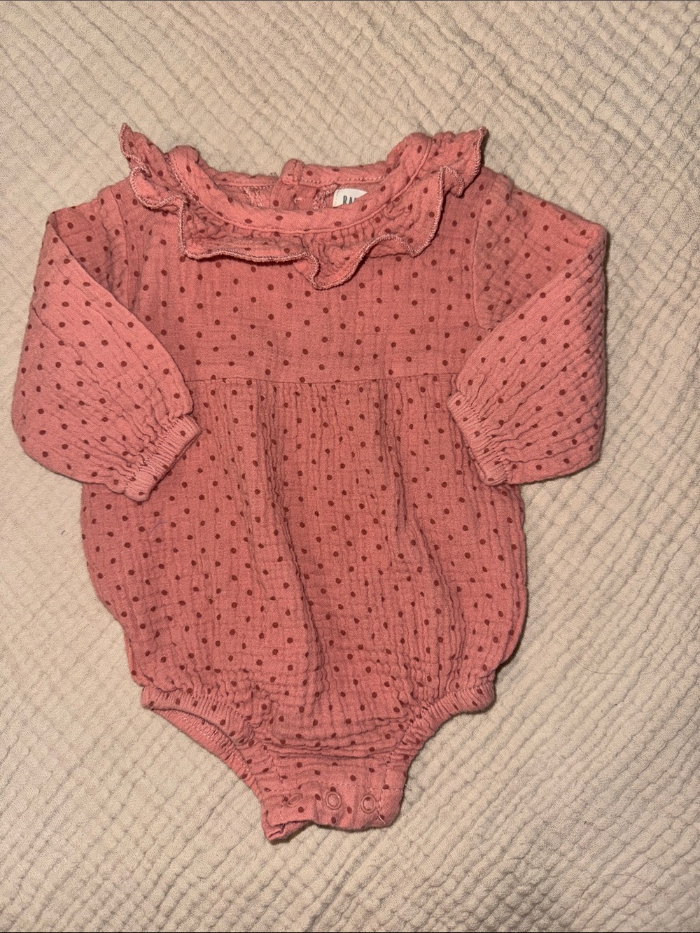 Toddler Pink Ruffle-Trim Long Sleeve One-Piece Bodysuit